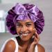 WEIPAO Silk Satin Bonnet for Curly Hair - Large Reversible Sleep Cap in Navy+Rose - Buy Online on GoSupps.com