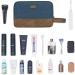 WANDF Hanging Dopp Kit Travel Toiletry Bag for Men - Water-Resistant Vegan Leather Shaving Bag - Blue - Buy Online on GoSupps.com