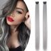 Hair extensions Extensions with 1 clip colored hair part hair strands rainbow colored hair part 2 pcs smooth white tea ashes 24 "(61cm) -2Pcs-38g 24" (61cm) -2Pcs-1Clips-36g white tea ash