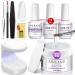 Saviland Builder Nail Gel Kit - Clear 5-In-1 Builder Base Gel & Clear Hard Gel for Nail Strengthen and Nail Repair Nail Extension Gel Kit for Home DIY Clear Builder Nail Gel Kit