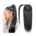 Human Hair Ponytail Hair Piece Wrap Around Ponytail Brazilian Human Hair Straight Pony Tail Hair Extensions for Black Women Clip in Remy Hair Ponytail Hairpiece Natural Color Ponytail Hairpiece for 24inches 100g