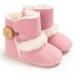 EDOTON Baby Warm Booties with Button Design | Soft Non-slip Sole Snow Boots for 0-6 Months | Pink - Buy Online on GoSupps.com