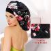 Satin Bonnet Set for Curly Hair | 2 Large Silk Sleep Caps for Women - Black & Black Flower | Hair Care for Braids and Long Hair - Buy Online on GoSupps.com