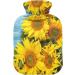 Naanle Sunflower Wooden Heat Bottle - 1L Hot Water Bottle for Pain Relief & Therapy | Warm & Cold Use for Bed Hands & Feet - Buy Online on GoSupps.com