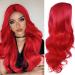 Fancy Hair Long Red Wavy Wigs for Women Curly Middle Part Red Wig Natural Looking Synthetic Heat Resistant Fiber Wigs Hair for Daily Party Use (Bright Red)