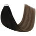 YoungSee 12 Ombre Tape in Human Hair Extensions - Natural Black to Dark Brown with Blonde - Remy Seamless Tape ins for Short Hair - 30g 20pcs - Pack of 1 - Buy Online on GoSupps.com