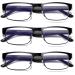 3-Pack Reading Glasses Men Blue light Blocking Stylish Metal Frames Elastic Spring Hinges Readers Anti Glare Filter Lightweight Eyeglasses +1.0 3 Pairs 1.0 Diopters