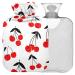 NAANLE CARTOON Cherry berry heat bottle with cover Transparent hot water bottle 1L heat bottle for bed handfoot warmer pain relief heat and cold therapy