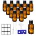 Braunglas bottles Drop insert bottle empty glass bottles with 30ml 15pcs black plastic lid portable brown las set for essential oils perfume oil fragrance oil