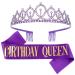 CIEHER Purple Birthday Decorations  Purple Birthday Sash & Queen Crown Kit  Purple Crown  Purple Tiara  Purple Crowns for Women Girls  Purple Birthday Crown Tiara  Birthday Crown and Sash  Purple Birthday Gifts for Women...
