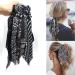 Black Floral/Striped Scarf Scrunchie Set - 5pcs Chiffon/Silk Hair Ties for Women - Buy Online on GoSupps.com