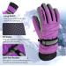 Gogokids Kids Winter Ski Gloves - Waterproof Fleece Lined Snowboarding Gloves - Purple, Small - Buy Online on GoSupps.com