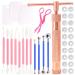 Wokape 37Pcs Stainless Steel Clay Extruder  Sugar Paste Extruder Cake Fondant Decorating Tool Set with Discs Scraper Cake Decor Modeling Tool