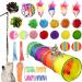 Cat Interactive Toys 30 PCS Cat Kitten Toys Set Including Cat Tunnel Fluffy Mouse Cat Catnip Toy Mice Colorful Crinkle Balls and Bells Interactive Toys Pack for Indoor Cats