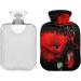 NAANLE 2L Hot Water Bottle with Red Poppy Cover - Pain Relief Menstrual Cramps & Heat Therapy - Buy Online on GoSupps.com