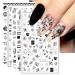 10 Sheets Spring Flower Nail Art Stickers Decals Self-Adhesive Pegatinas para U as Black White Floral Rose Leaf Design Manicure Tips Nail Decoration for Women Girls