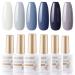 Gellen Gel Nail Polish Set 6 Colors Blue Gray White Gel Polish Kit Soak off LED Nail Lamp Light Spring Summer Gel Nail Kit Gel Nail Art Valentine Gifts for Women Girl A3- Ocean Blue