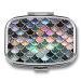 Mermaid Scale Pill Box Small Travel Pill Organizer Metal Decorative Pill Case for Pocket Wallets Daily Portable Medicine Vitamin Tablet Storage One size Portable Medicine Box-square-mermaid Scale