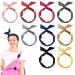AUEAR 9 Pack Solid Color Twist Bow Headband Wired Hair Tie Wire Head Bands Rabbit Ear Bow Head Wraps for Women Girls Hair Accessories