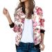 Bomber jacket women Light with flower pattern women casual jacket aviator jacket zipper summer jacket short outwear college jacket long arm casual jacket women's clothing red xl