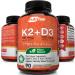 NutriFlair Plant-Based Vitamins D3 (5000IU/125mcg) + K2 (as Mk7) Capsules with BioPerine - Immune and Heart Health Support - Non-GMO, 90 Count - Buy Online on GoSupps.com