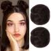 REECHO 2 PCS Mini Claw Clip in Messy & Cat Ears Hair Bun Extensions Wig Accessory Updo Hairpieces for Women Girls (Pack of 2-3.5" Wavy Dark Brown) Pack of 2 - 3.5" Wavy Dark Brown