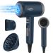 CONFU 1800W HairDryer for Men Ionic Hair Blow Dryers Lightweight Hair Dryer with Cool Shot Button & Diffuser & Concentrator for Travel Salon Home Use Dark Blue