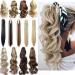 Long Short Claw Ponytail Hair Extension One Piece Cute Clip in on Ponytail Jaw/Claw Synthetic Straight Curly Hairpieces 12" Curly Medium Brown 12 Inch Medium Brown