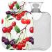 Naanle red cherry blue cherry hot water bottle with cover transparent hot water bottle 2l large hot hot water bottle for bed handfoot heat pain relief heat and cold therapy