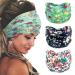 Bohend Boho Headband Wide Stretchy Floral Bandana 3Pcs Daily Use Knotted Headwear Sport Athletic Yoga Gym Hair Accessories for Women and Girls (A)