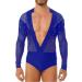 JEATHA Men's Shiny Rhinestone Latin Dance Bodysuit T-Shirt - Royal Blue, Size B Small - Buy Online on GoSupps.com