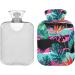 NAANLE 2L Hot Water Bottle with Watercolor Flowers & Palm Leaves - Transparent Heat Therapy Pain Relief for Bed Hands & Feet - Buy Online on GoSupps.com