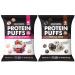 Shrewd Food Protein Puffs - Sweet and Crispy Dessert Puffs Low Carb High Protein Cereal Snack Peanut Free Gluten Free 12g Protein - Strawberries and Cream & Cookies and Cream 0.74 Oz (Pack of 8)