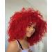 SOFUN Short Curly Afro Wig with Bangs for Black Women - Red Synthetic Full Hair Wig - Buy Online on GoSupps.com