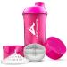 Amity Union women protein Shaker 700 ml set - original deluxe protein shaker leak -proof - BPA free with sieve and scale for creamy whakes gym fitness mug for concentrates in pink cup