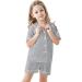 SWOMOG Unisex Kids Modal Button-Down Pajama Set, Short Sleeve Gray Lounge Set - Size 12-13 Years - Buy Online on GoSupps.com