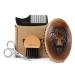 BESTOOL Beard Brush and Comb Set for Men Grooming Beards and Mustaches Wooden Base Boar Bristle Beard Brush Great Gifts for Men Regular