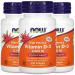 NOW Foods Vitamin D-3 50 mcg (2 000 IU) 240 Softgels 3 Pack