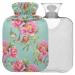 NAANLE heat bottle with cover watercolor floral poppy seedlower motif transparent hot water bottle heat bottle to relieve back pain palm heaters neck heat and cold therapy 2 L