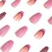 24pcs Short Coffin French Tip False Nails | Pink Purple Glitter Press On Nails | Removable Glue-On Nails | Full Cover Fake Nails - Nail Art Accessories - Buy Online on GoSupps.com