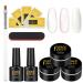 PEACECOLOR Builder Extension Gel for Nails with Base and Top Coat Clear Pink White LED/U V Hard Gel Nail Kit Nail Strengthen Nail Art Manicure Set with Nail Forms Nail Brush Kit a