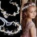 2 Pieces Wedding Flower Girl Headpiece Bridal Hair Vines Princess Hair Accessory Floral Girl Headband Rhinestone Pearl Headband for Women Girls Communion Wedding Prom Photography