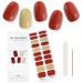 EBANKU Cured Gel Nail Strips Gel Nail Strips Long Lasting Waterproof Real Nail Polish Strips Wraps Stickers with Cuticle Stick Nail File Nail Wipes & Sealing(UV/LED Lamp Required) Red and Glod
