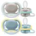 Philips Avent Ultra Air Schnuller- 2 Pack BPA-free breathable pacifier for babies from 18 months including transport and sterilization box light green/gray (model SCF349/01)