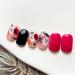 Shop Halloween Short Square Press on Nails - Glossy Pink & Black Ghost & Spider Designs - Full Cover Acrylic Manicure for Women - Buy Online on GoSupps.com