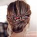 Bridal Wedding Hair Comb Wine Red Crystal Hair Vine for Women Girls Party Banquet - Buy Online on GoSupps.com