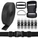 3/4 Inch Buckles Straps Set 6 Yards 3/4 Inch Black Nylon Webbing Strap 6 Pcs Plastic Buckle Dual Adjustable 12pcs Tri-glide Slide Clip Metal D Rings 3/4 Inch Set