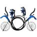 JFOYH E-Bike Electric Power-Off Hydraulic Brake Set with 160mm Rotors, Front and Rear Hydraulic Disc Brake Caliper Lever for Ebike/Scooter (Pre-Bled & Included Mount Adapter) Blue