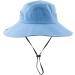 Women's Summer Mesh Wide Brim Sun UV Protection Hat | Pure Sky Blue with Ponytail Hole - Buy Online on GoSupps.com