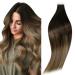 Runature tape in Extensions real hair balayage black ombre brown and blond 35cm short extensions real hair tape black and brown invisible tape extensions real hair 20g #1b/4/27 35.56 cm #1b/4/27